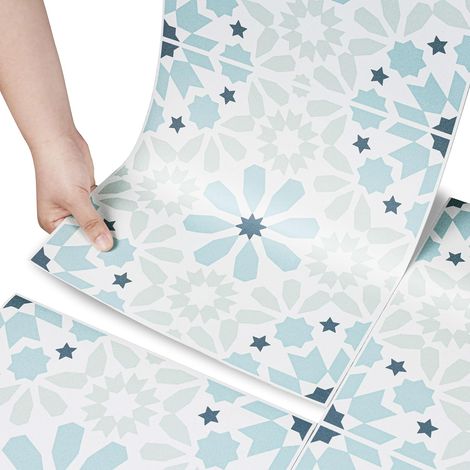 Lino Sol Rouleau Bleu Vert Dalle PVC Adhesive Sol Toilette Imperméable 30cmX360cm Bohème Vert Menthe Lame PVC Adhesive Dalle Cuisine Carrelage Adhesif Salle de Bain Credence Adhesif Deco (1/5)