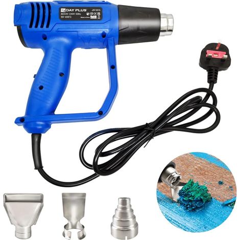 Pistolet à Air Chaud 2000W avec 2 Températures Réglables (300°C-300L/min, 600°C-500L/min), 3 Buses, Décapeur Thermique Électrique pour enlever peinture, Issoudre Adhésifs