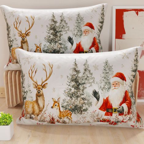 Paire de Housses de Coussin en Microfibre 40x60 cm, Coussins Décoratifs de Noël pour Chambre, Canapé, Salon, Lot de 2 Housses de Coussin, Taie d'oreiller de Noël 17