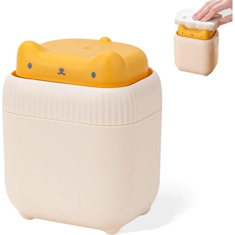 Distributeur de détergent en forme de chat - idéal pour le plan de travail de la cuisine - pompe à savon liquide - parfait pour le liquide vaisselle - jaune- (1/5)