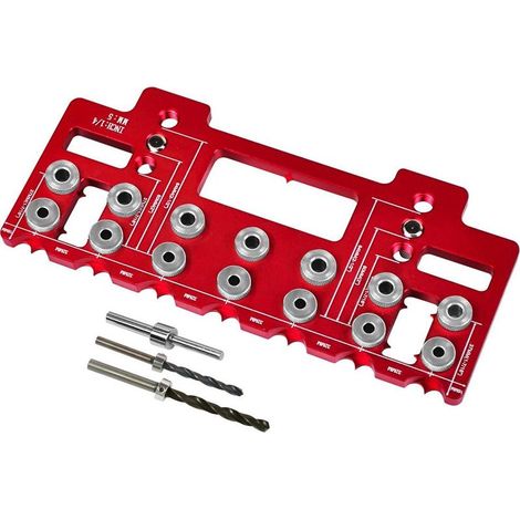 Gabarit de perçage pour poignées de porte en alliage d'aluminium, guide de perçage pour goupilles d'étagère (rouge) (1/3)