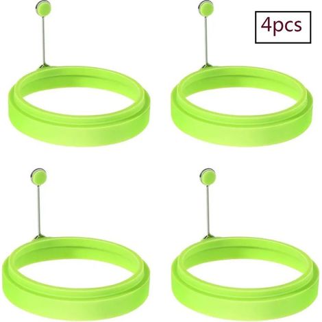 Moule à œufs, lot de 4 moules à œufs au plat pour poêle, moules à crêpes en silicone, moules à omelettes ronds pour la cuisson des œufs (1/5)