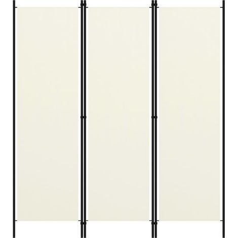 Paravent de Chambre Closion de séparation 3 panneaux Blanc crème 150x180 cm -BC72195 (1/5)