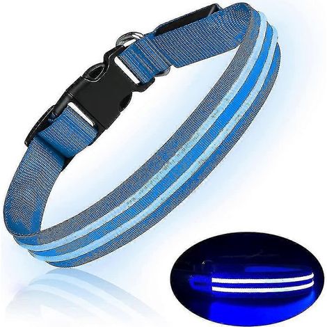 Collier lumineux pour chien rechargeable USB, étanche et réglable, avec LED ultra-lumineuse à double fibre optique et 3 modes de clignotement. (1/5)