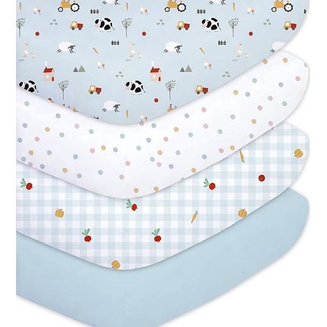 Draps Housse Bébé 60x120 cm, Lit Doux Respirants Microfibre Polyester, Universels pour Berceau, Ranch Bleu (1/3)