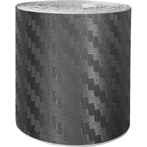 (Fibre de carbone grise - 7 cm x 1 m) Autocollant 3D en fibre de carbone pour voiture, anti-rayures et imperméable, protection latérale de seuil de porte, compatible avec les accessoires automobiles
