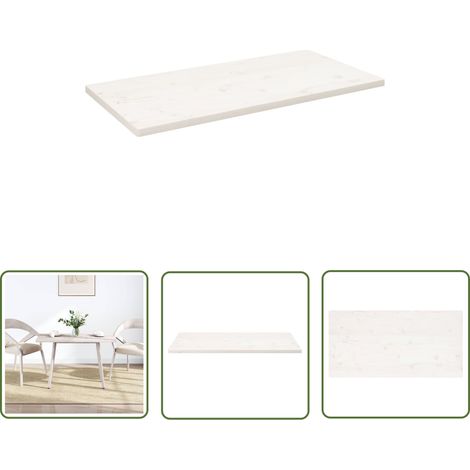 The Living Store Dessus de table blanc 100x50x2,5 cm bois de pin massif - Dessus De Table - Plateau De Table - Table Basse - Table D'appoint - Table En Bois (1/5)