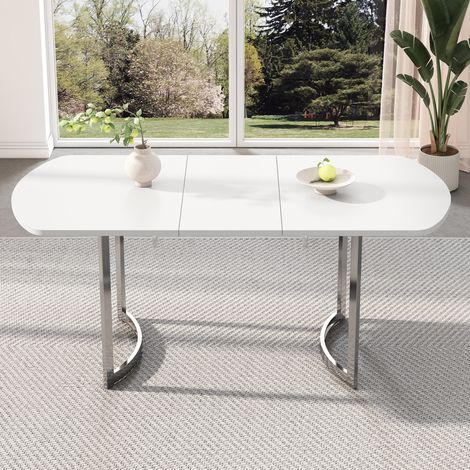 Mesa extensible de comedor 140/180 x 80 cm en MDF, blanca DESVIAE (1/5)