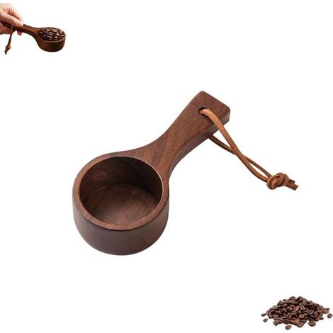 1 Stück Kaffeelöffel aus Holz Kleiner Holzlöffel mit kurzem Griff Messlöffel mit Kordel Löffel für Aufbewahrungsbehälter Arten von Dosenkaffeepul (1/5)
