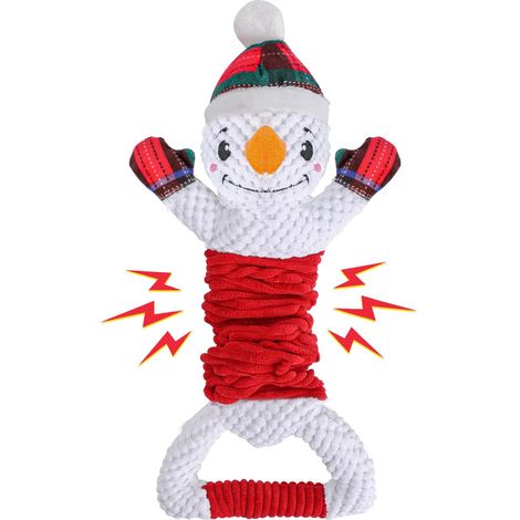Bonhomme de neige en peluche avec couineur - Jouet à mâcher interactif et résistant pour chiens qui aiment mâcher, adorable peluche pour divertir les chiens et chiots de petite, moyenne et grande tail (1/4)