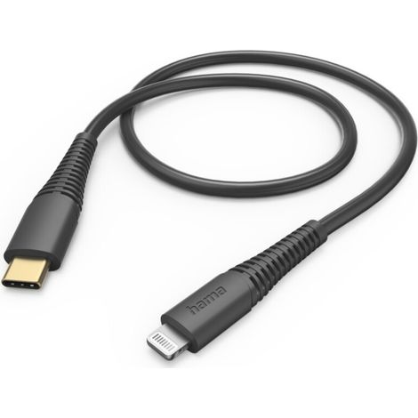 Hama USB-Ladekabel USB 2.0 Apple Lightning Stecker, USB-C® Stecker 1.50 m Schwarz 00201602 (1/2)