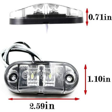 Feu de position latéral, 10pc feux de travail 12v étanche voiture lampe externe avertissement feu arrière feu de signalisation de camion remorque automatique (blanc)