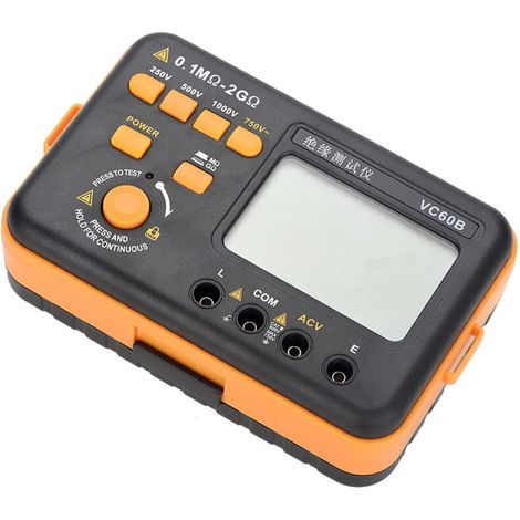 Testeur de Résistance, Mégohmmètre Numérique LCD VC60B Testeur de Résistance D'isolement MegOhm Mètre 200MΩ/2GΩ, Mètres de Résistance D'isolement (1/5)