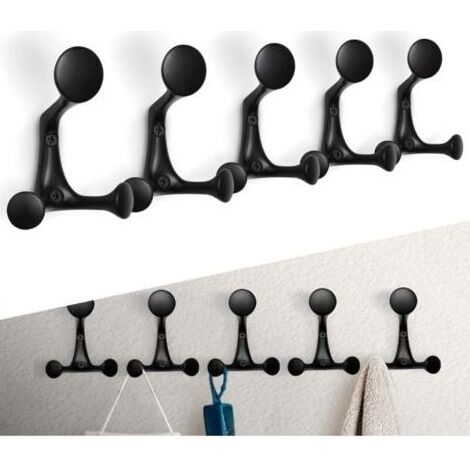 5 pièces Crochets muraux pour manteaux, crochets muraux, support de crochets d'entrée robuste,pour suspendre vêtements (1/5)