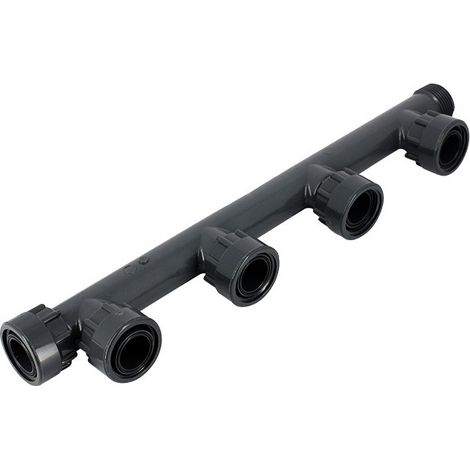 Nourrice PVC 4 sorties – Raccord femelle 1' – Pression max 10 bar – Joint incorporé pour étanchéité optimale