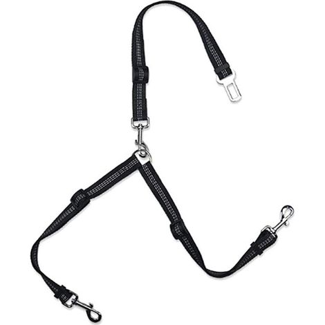 Laisse De Chien Réglable Ceinture De Sécurité De Voiture pour Animaux De Compagnie Laisse De Chien Laisse Lumineuse Double Laisse De Chien pour 2 Chiens Black H781 (1/5)