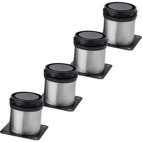 4x Pieds De Meubles, Réglables Pied Pieds De Meubles - Chrome Métal - Hauteur Réglable (Total: 50mm) (1/5)