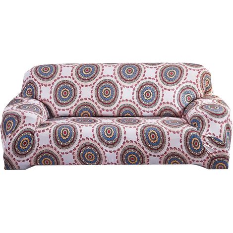 Sofa cover for 1, 2, 3, or 4-seater sofas. Stretch sofa cover with fruit pattern in durable, washable, and dust-resistant elastic fabric. Fabric, SFC-7. 3-seater (1/4)