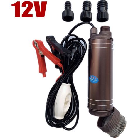 12V Oil Pump with Clip, Diesel, Heating Oil Submersible Pump Water Fuel Transfer Cigarette Lighter with Removable Filter for Caravan, Marine Boat (1/5)