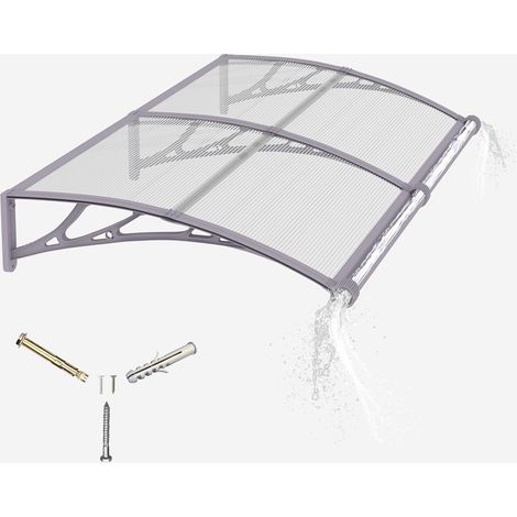 Auvent de Porte d'entrée 80x150cm Toit Marquise en Polycarbonate Porte Résistante Toit Abri Protection Contre La Pluie et UV Protection Contre la Pluie et la Neige (1/5)