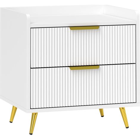 Elegant Two-Drawer Bedside Table - White