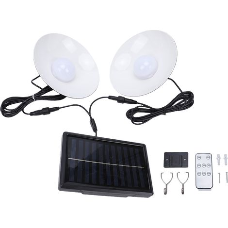 Doppia lampada solare per casetta da giardino - 3 temperature di colore, impermeabile, attivazione crepuscolare - Telecomando incluso (1/5)