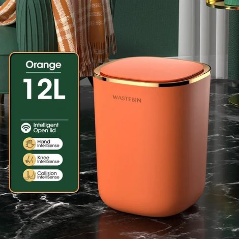 Poubelle automatique de luxe rechargeable par USB, orange, 12 L. (1/5)