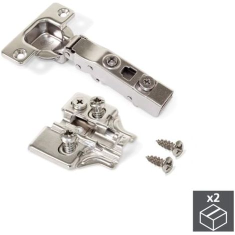 Emuca Bisagra de cazoleta, D. 35 mm, recta, cierre suave, apertura 100º, con suplemento Euro, 2 ud. -
