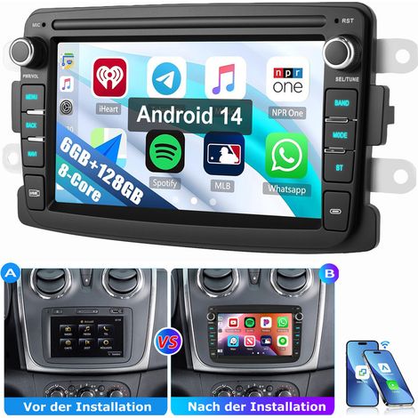 Autoradio 8 cœurs pour Renault Dacia Duster Dokker Lodgy Sandero Android 14 GPS BT CarPlay 6+128G