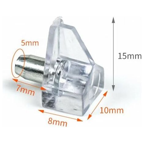 40 Stück Regalträgerdübel, 5 mm Lochdurchmesser für Glas- oder Holzregalböden (transparent) (1/5)