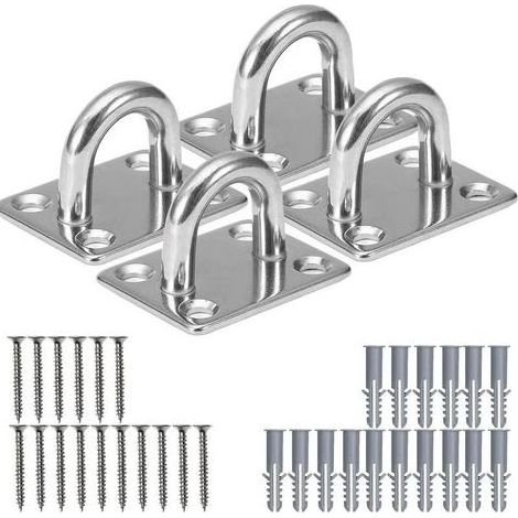 TAISHENGDA – 4-teiliges Edelstahl-Ösenplatten-Set M5, Deckenhaken, Wandhaken, Deckenleuchten-Set, Edelstahl-Deckplatte, für Bootsmontage, Schaukeln, Hängematten (1/5)