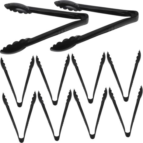 10 pincettes plastique noires petites, polyvalentes pour cuisine, buffet, barbecue, service salade (1/5)