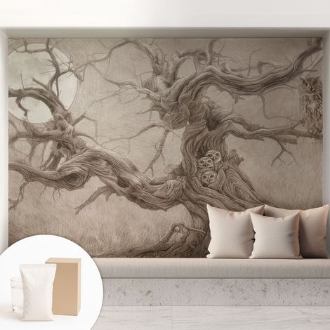 Newroom Tapete Dekorative Vliestapete mit Kleber Modern für Wohnzimmer Schlafzimmer Nachtvögel 208x146 cm (1/5)