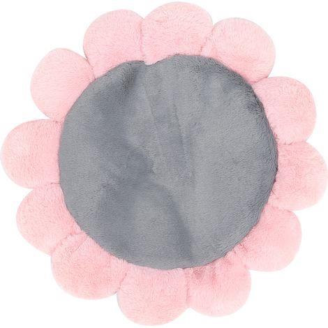 Tapis de couchage rond en polaire douce pour animaux de compagnie, en forme de fleur, gris, taille S. Convient aux chiens, chats et cochons. (1/5)