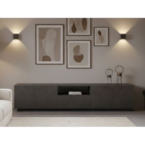 Dmora Mueble para TV para salón, Made in Italy, Mueble para TV con 4 puertas y 1 cajón, 220x43h46 cm, color Gris pizarra, con embalaje reforzado (1/5)