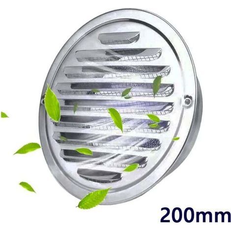 Grille de Ventilation en Acier Inoxydable- Grille d'aération avec Moustiquaire - Couvercle d'évacuation pour Cuisine Meubles Bouche(200mm) (1/5)