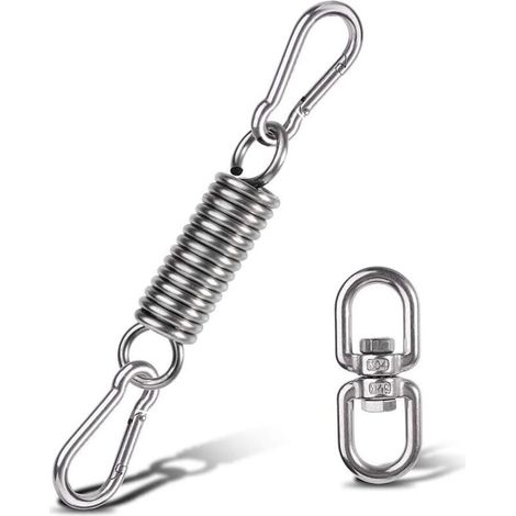 Kit de Suspension pour Hamac, Ressort pour Chaises-Hamac avec Mousquetons et Anneau Rotatif, Accessoire pour Chaise Hamac, pour Chaises de Porche Balançoires à Suspendre Crochets de Suspension (1/4)