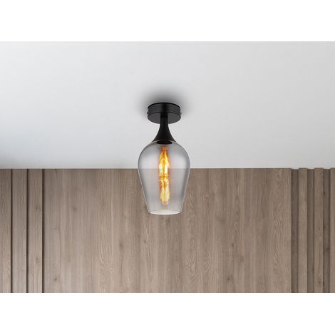 Kleine LED Deckenleuchte mit Rauchglas Lampenschirm, Ø 15cm (1/5)