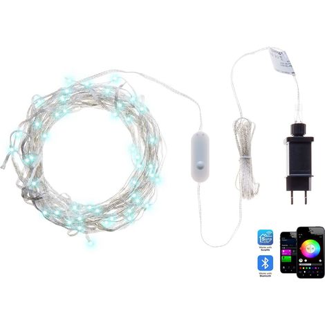 Tenda LED con luci cambiacolori controllate da app 150 cm con interruttore trasparente Kulusuk