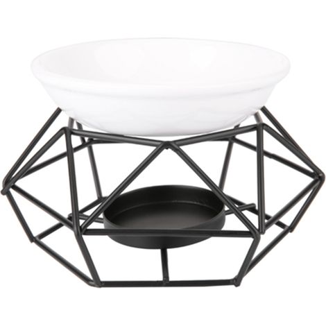 Brûleur d'huiles essentielles géométrique en fer et céramique, porte-bougie décoratif pour la maison ou le bureau (1/5)