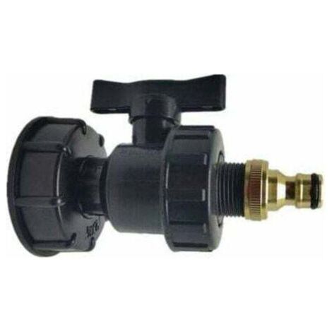 Adaptateur IBC, raccords de réservoir IBC S60X6 - Kits de raccords d'eau de sortie de tuyau barbelé (S60 x 6 + vanne + raccord 3/4 ")