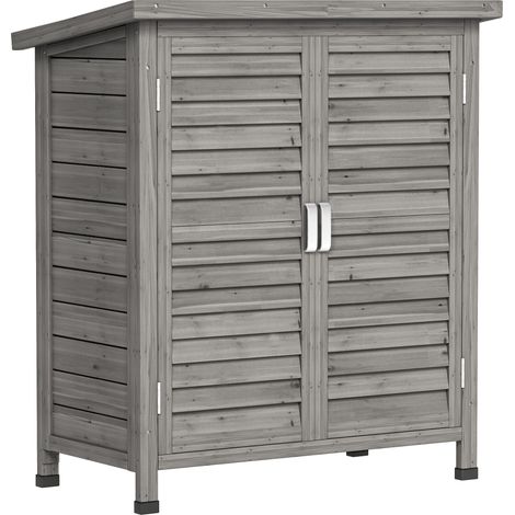 Armoire Jardin Magloire Rangement Extérieur Étanche Bois Gris 87x46x96cm