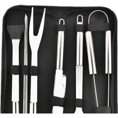 Grillbesteck-Set aus Edelstahl, Zubehör für drinnen und draußen, Aufbewahrungstasche aus Oxford-Gewebe, 9-teiliges Set (1/4)