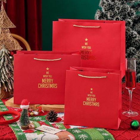 Sacs cadeaux de Noël avec cordon de serrage, 1 paquet, sacs pour emballer des friandises de Noël, sacs cadeaux pour les fêtes de Noël, sacs à bonbons avec nœuds (1/3)