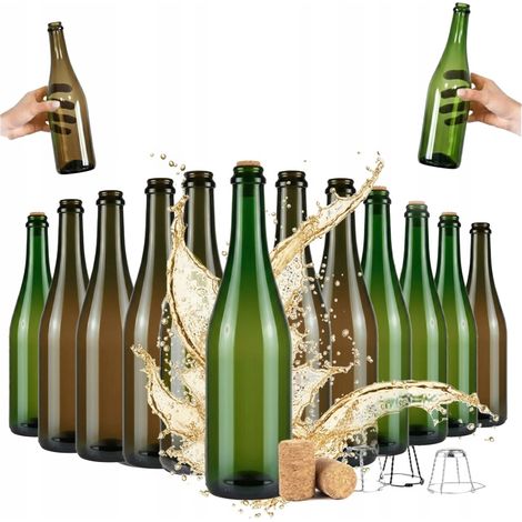 30 bouteilles en verre pour champagne, cidre, vin, bouchons en liège aggloméré de 0,75 cm, couleurs assorties (1/5)