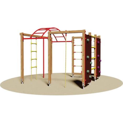 Arrampicata Everest 738 Giochipark acciaio legno rete corda 225x230x200h (1/3)