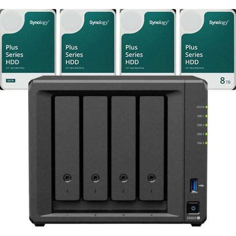 Synology DS925+ DiskStation + 32 TB 4x Synology Plus 3.5" SATA 6 Gb/s disco duro 8 TB