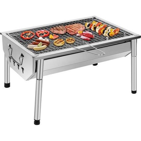 Barbecue charbon portable en inox démontable – Grille sur pied pour 2-3 convives – Résistant à la corrosion et haute température – Idéal camping et jardin (1/5)