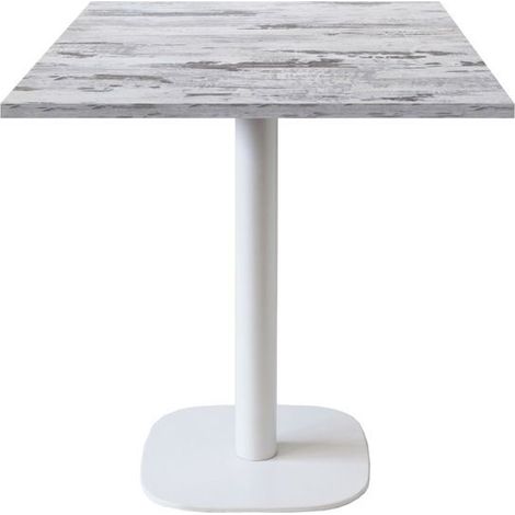 Table 70 x 70 cm - modèle Round pied blanc chêne Islande (1/4)