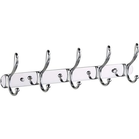 Bardusch-Porte-manteau mural flottant en inox, 6 crochets, pour couloir ou salle de bain (1/5)